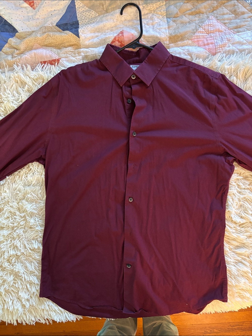 Express Men's Maroon Button-Down Shirt